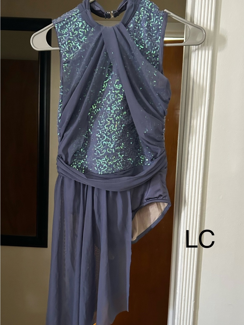Weissman Lavender Gray Sequin Chiffon Dance Costume. Size LC